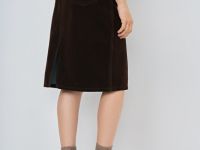 Джинсовая юбка с бархатным напылением, Коричневый