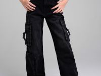 Брюки текстильные джинсовые для девочек