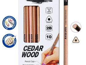 Набор чернографитных карандашей Acmeliae "Cedar" 10 шт, 2B, с держателем-ластиком и точилкой