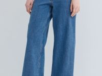 Укороченные широкие джинсы, Синий