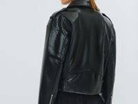 Короткая косуха из искусственной кожи, Черный