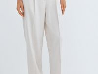 Зауженные брюки с поясом, Бежевый