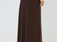 Вязаная юбка-трапеция, Коричневый