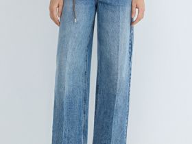 Широкие джинсы Wide leg с ремнём, Синий