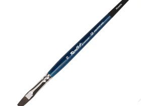 Кисть белка микс №16 плоская Roubloff premium ручка синяя короткая