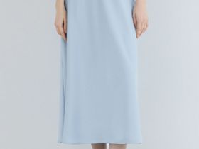 Атласная юбка миди А-силуэта, Голубой