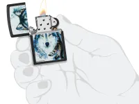 Зажигалка ZIPPO Feed the Good Wolf с покрытием Black Matte, латунь/сталь, черная,матовая