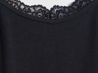 Майка с кружевом для девочек, Черный