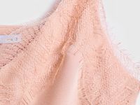 Сатиновый топ с кружевом, Оранжевый