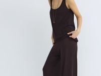 Широкие вязаные брюки, Коричневый