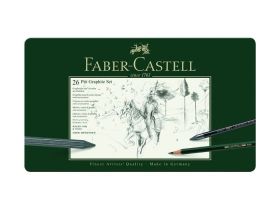 Набор чернографитных материалов с аксессуарами Faber-castell "Pitt Graphite" 26 предметов в металле