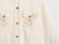 Куртка джинсовая с вышивкой, Бежевый