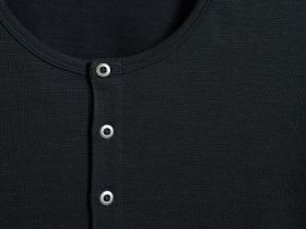 Лонгслив с воротником хенли, Черный