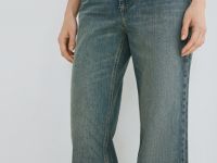 Широкие джинсы со средней посадкой, Синий