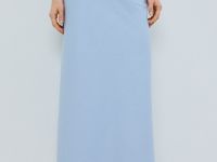 Юбка макси из поливискозы, Голубой