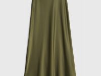 Юбка А-силуэта из сатина, Зеленый