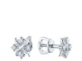 Пусеты из белого золота с бриллиантами э4701пс11191270