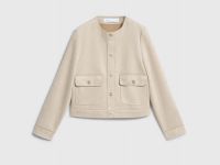 Укороченный жакет из искусственной замши, Бежевый