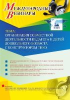 Международный вебинар "Организация совместной деятельности педагога и детей дошкольного возраста с конструктором ТИКО"
