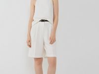 Льняной топ на бретелях, Белый