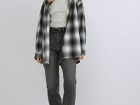 Прямые джинсы с высокой посадкой, Серый