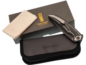 Складной нож TUOTOWN Espada DLC, сталь Tmax, рукоять Grey Crystal Ti/Chaotic Gold CF