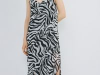 Платье из принтованного шифона с рюшами, Серый