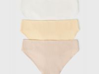 Трусы-слипы с нашивкой для девочек, 3 шт., Бежевый
