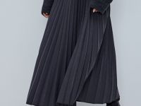 Плиссированная юбка миди A-силуэта, Серый