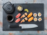 Нож кухонный Samura Mo-V Сантоку - SM-0094, сталь AUS-8, рукоять G10, 180 мм