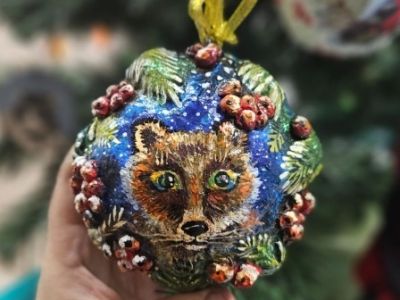 Мастер-класс "Ёлочный шар с лисичкой"