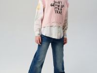 Брюки текстильные джинсовые утепленные для девочек