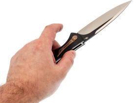 Складной нож Reptilian Корюшка-02, сталь VG-10, рукоять черный G10/красная микарта