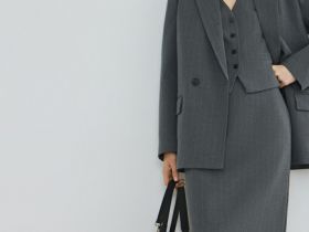 Прямая юбка миди, Серый