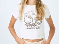 Футболка с принтом Hello Kitty для девочек, Белый
