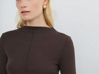 Лонгслив с шерстью, Коричневый