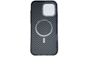 Чехол-накладка Luxo Life+ Magsafe для Apple iPhone 16 Pro Max пластиковый ромбовый узор черно-серый