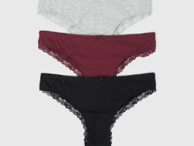 Трусы-бразилиана с кружевом, 3 шт., Фиолетовый