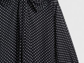 Блузка из шифона с рукавом разрезом и бантом, Черный