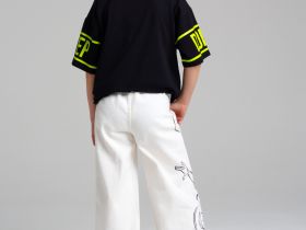 Брюки текстильные джинсовые для девочек