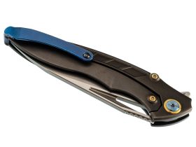 Складной нож Rike RK1902, сталь M390, рукоять титан/карбон, синий, премиальный флиппер