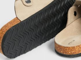 Сабо из натуральной замши, Бежевый