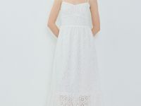 Сарафан из хлопка с вышивкой и воланом, Белый