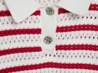 Поло из структурной ткани в полоску, Красный