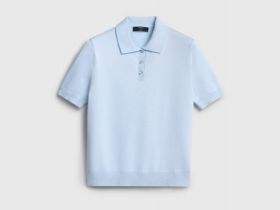Базовый джемпер поло с коротким рукавом, Голубой