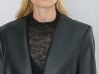 Однобортный жакет из искусственной кожи, Черный