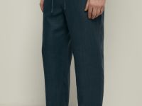 Брюки изо льна с эластичным поясом