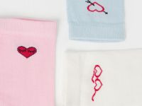 Носки с вышивкой для девочек, 3 пары, Розовый