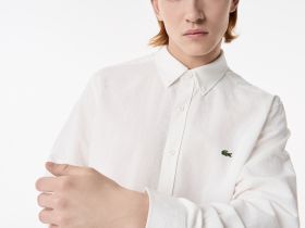 Мужская рубашка Lacoste из смеси хлопка и льна