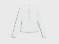 Кардиган на пуговицах с баской, Белый